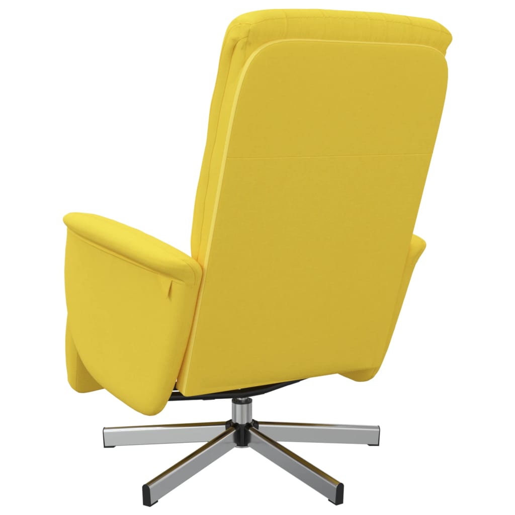 Fauteuil relax avec repose-pieds en tissu jaune clair