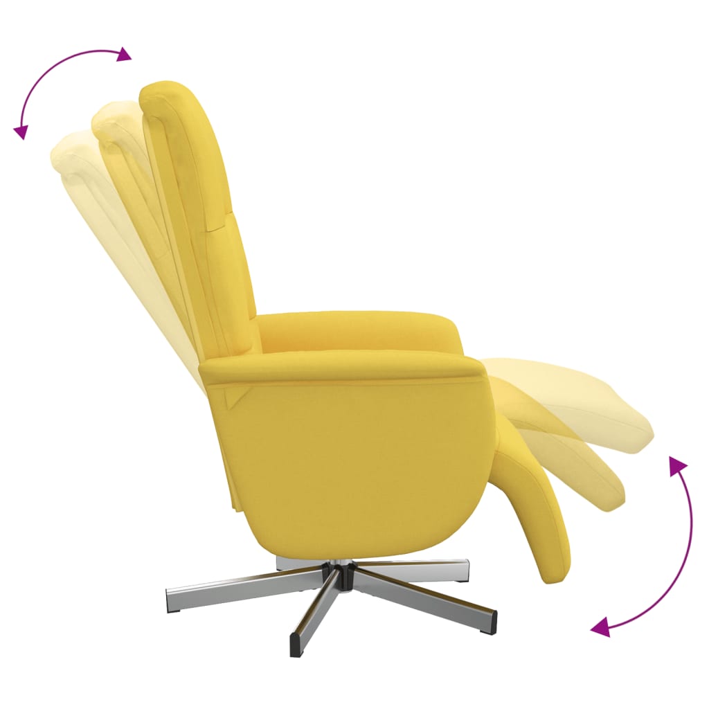 Fauteuil relax avec repose-pieds en tissu jaune clair
