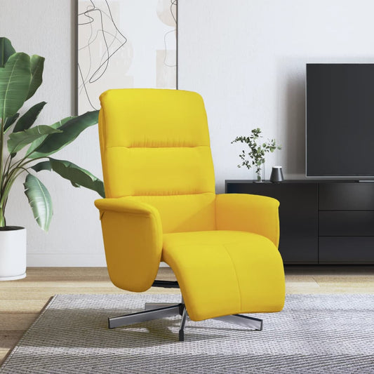 Fauteuil relax avec repose-pieds en tissu jaune clair