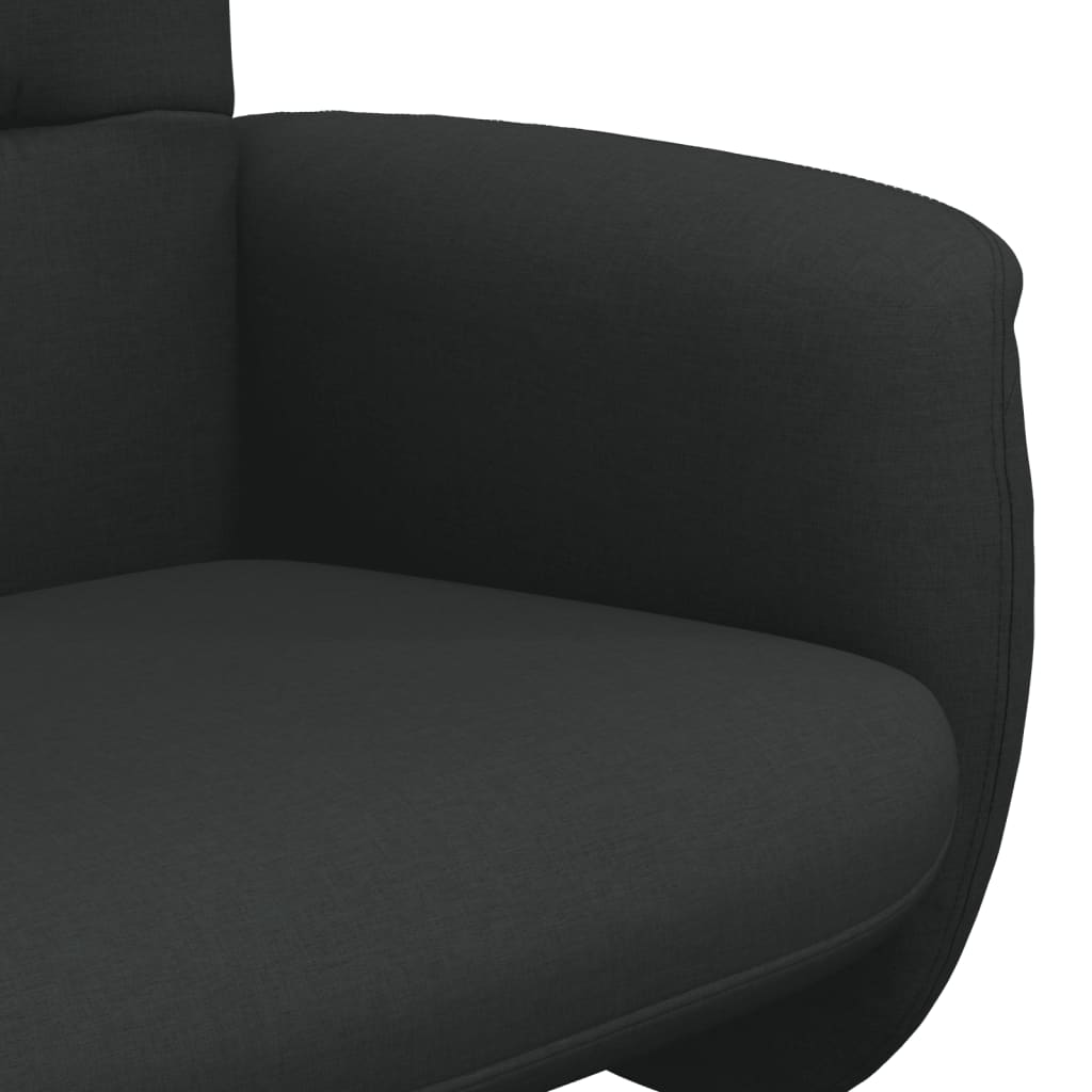 Fauteuil de relaxation avec tabouret tissu noir