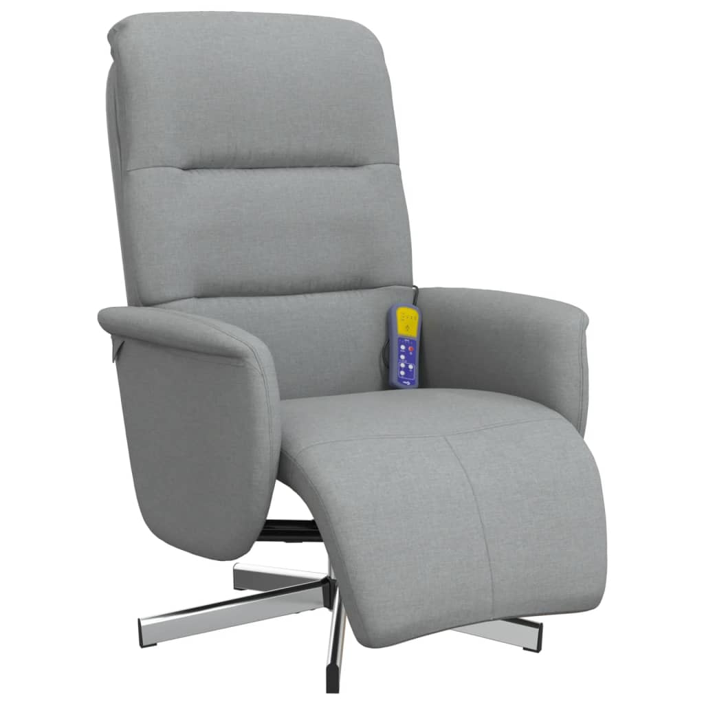 Fauteuil de massage avec repose-pieds en tissu gris clair