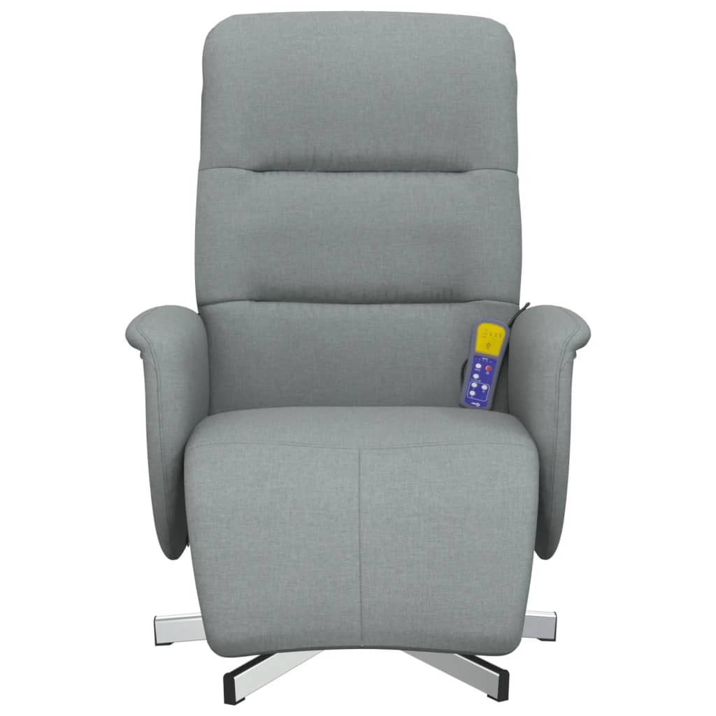 Fauteuil de massage avec repose-pieds en tissu gris clair