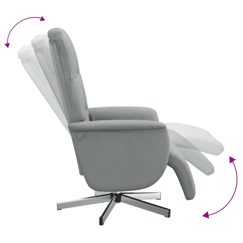 Fauteuil de massage avec repose-pieds en tissu gris clair