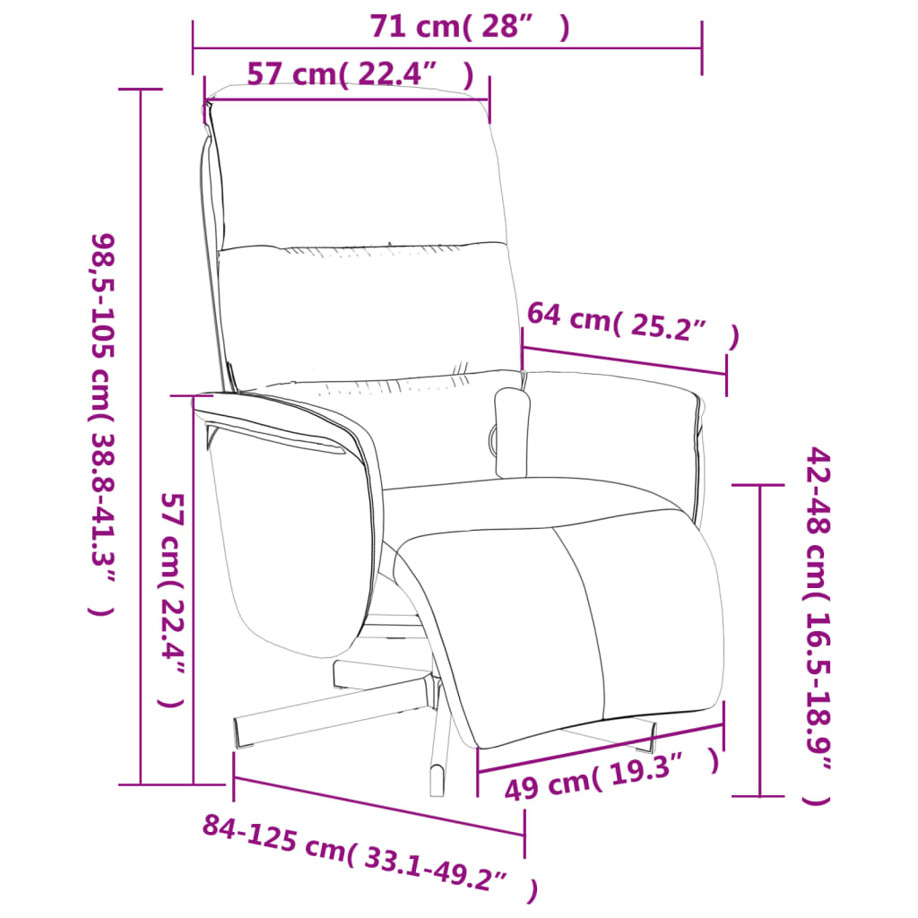 Fauteuil de massage avec repose-pieds en tissu gris clair