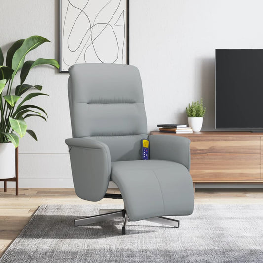 Fauteuil de massage avec repose-pieds en tissu gris clair