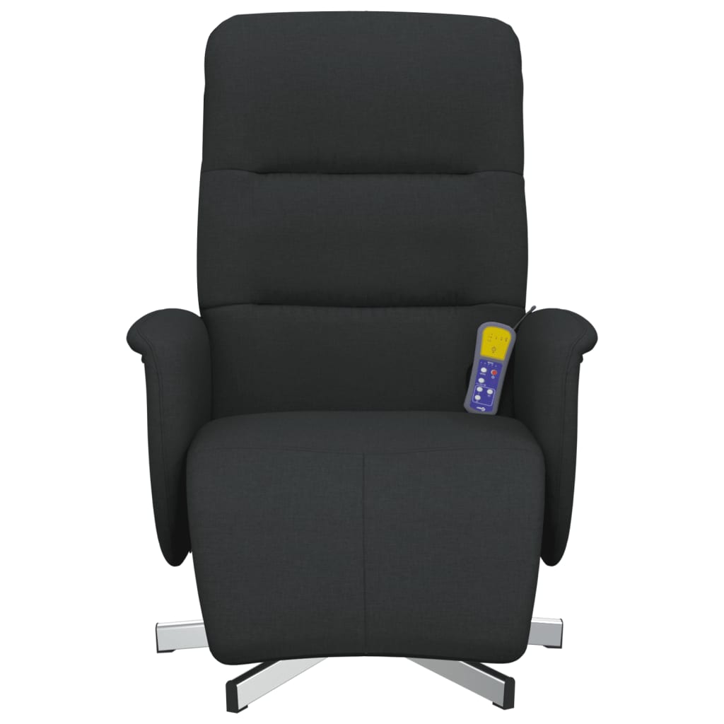 Fauteuil de massage avec repose-pieds en tissu noir