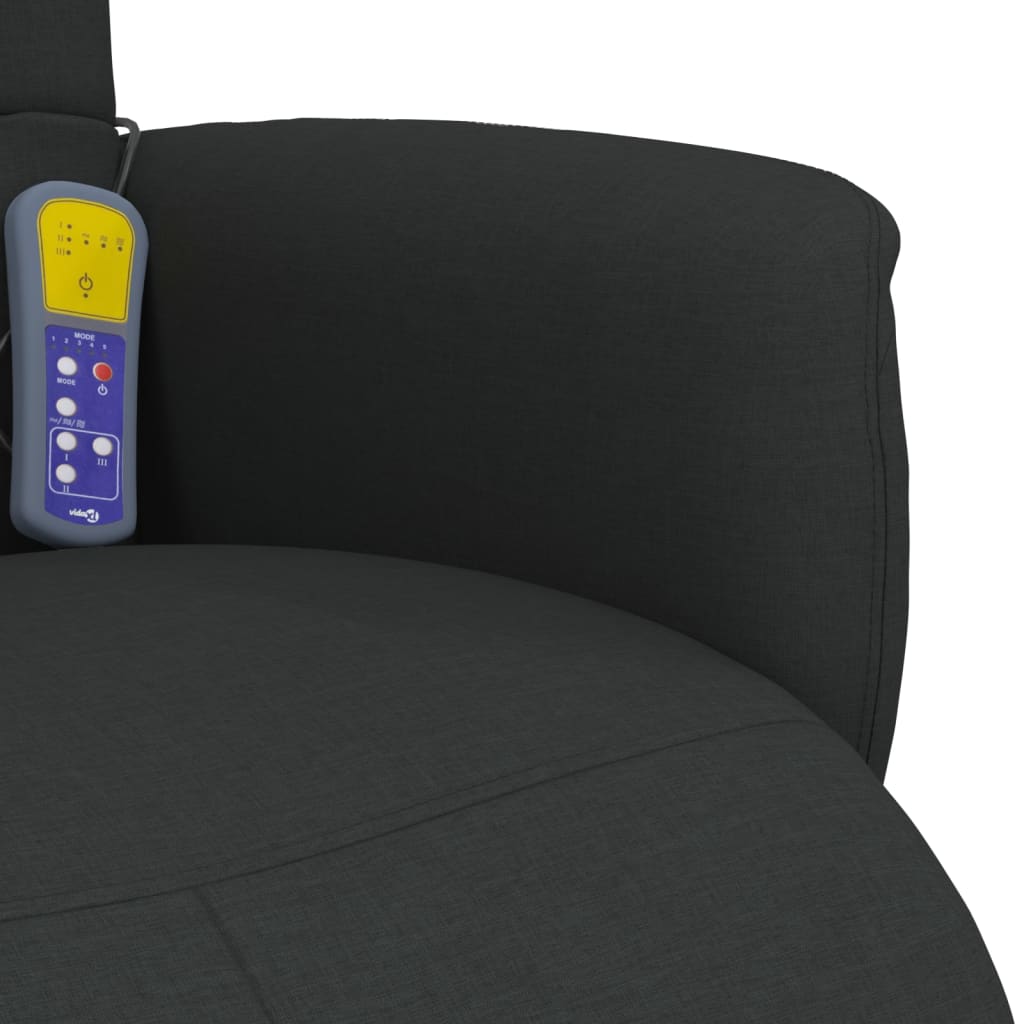 Fauteuil de massage avec repose-pieds en tissu noir