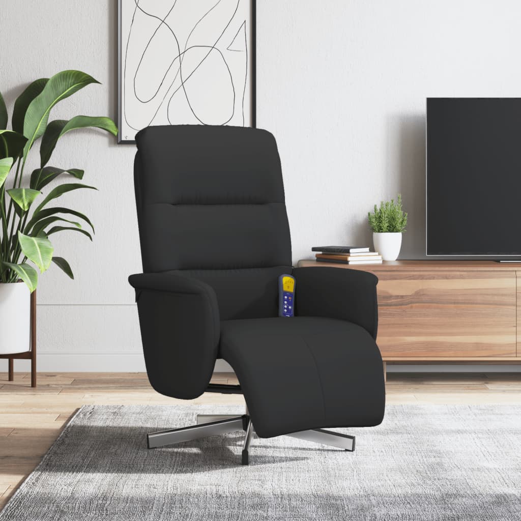 Fauteuil de massage avec repose-pieds en tissu noir