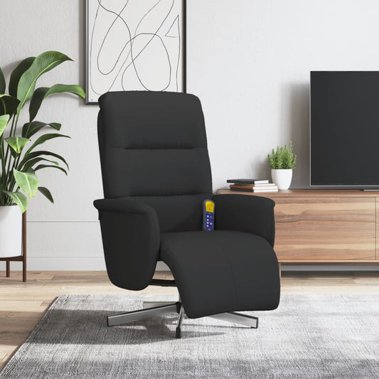Fauteuil de massage avec repose-pieds en tissu noir
