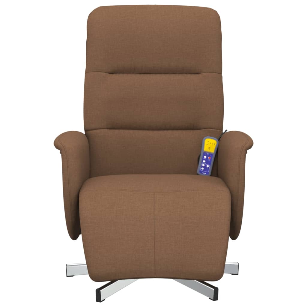 Fauteuil de massage avec repose-pieds en tissu marron