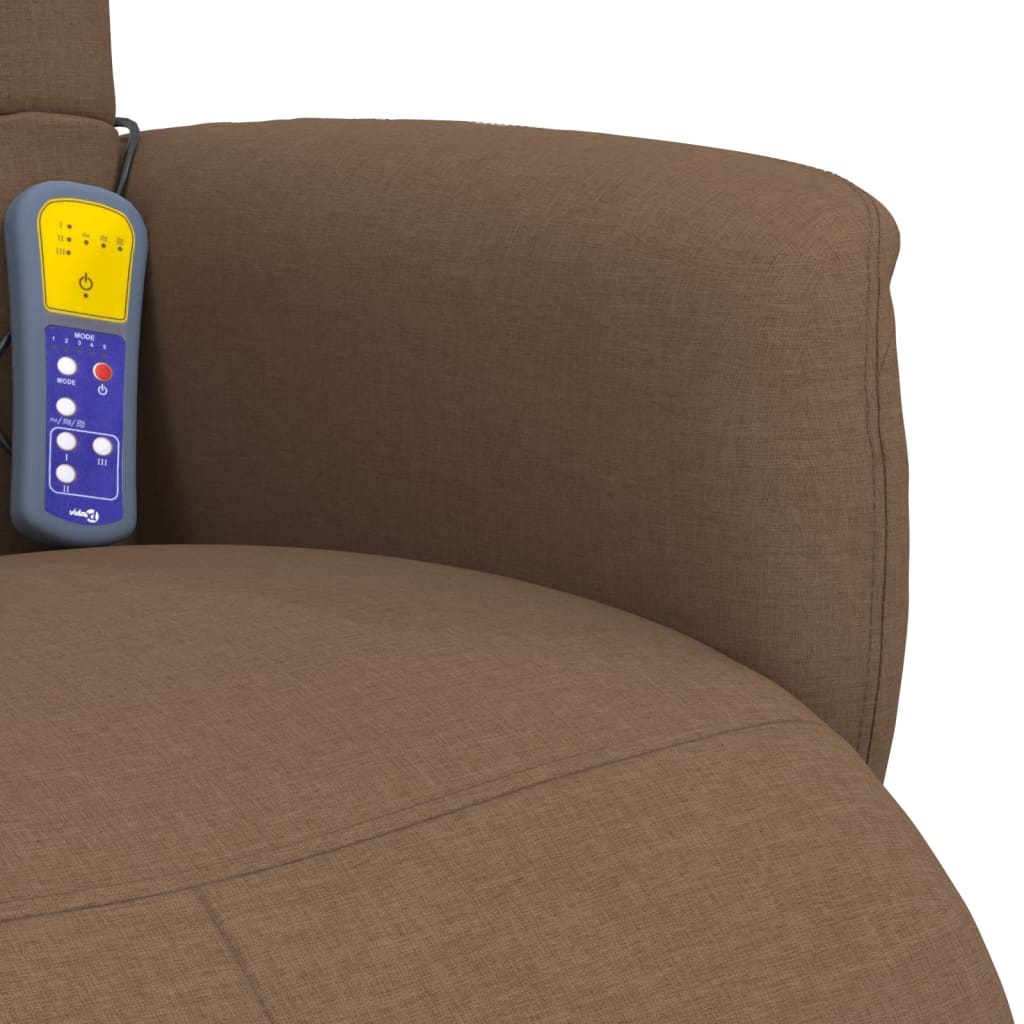 Fauteuil de massage avec repose-pieds en tissu marron