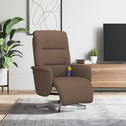 Fauteuil de massage avec repose-pieds en tissu marron
