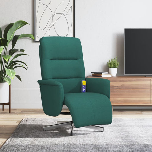 Fauteuil de massage avec repose-pieds en tissu vert foncé