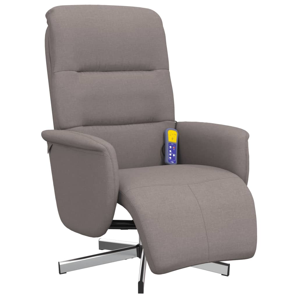 Fauteuil de massage avec repose-pieds en tissu taupe