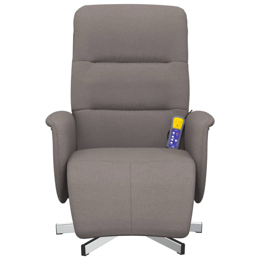 Fauteuil de massage avec repose-pieds en tissu taupe