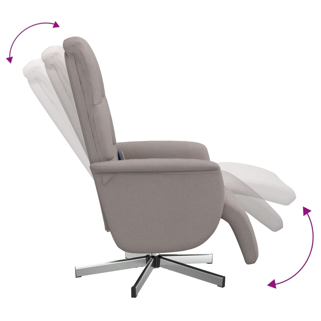 Fauteuil de massage avec repose-pieds en tissu taupe