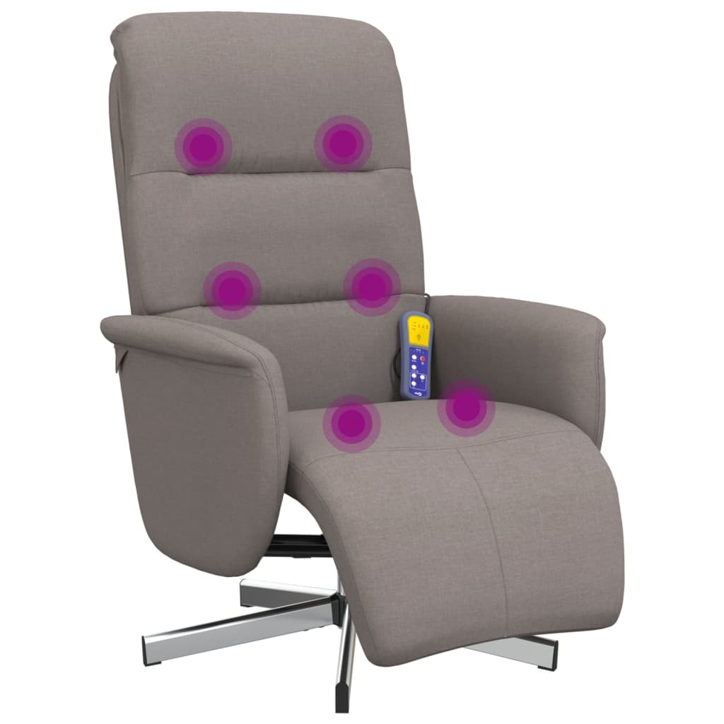 Fauteuil de massage avec repose-pieds en tissu taupe