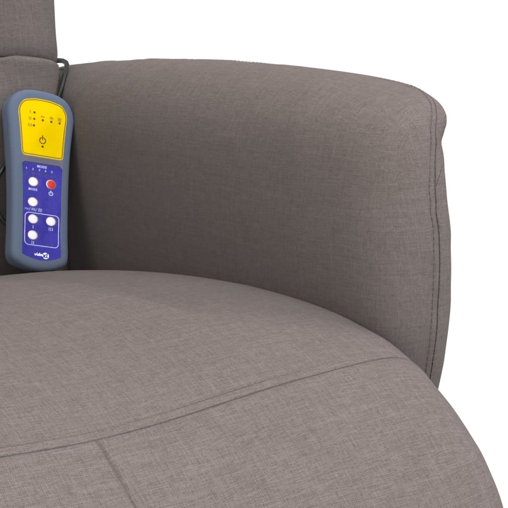 Fauteuil de massage avec repose-pieds en tissu taupe