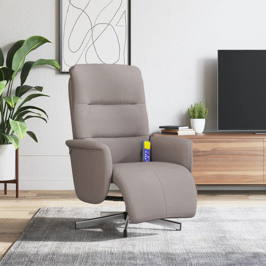 Fauteuil de massage avec repose-pieds en tissu taupe