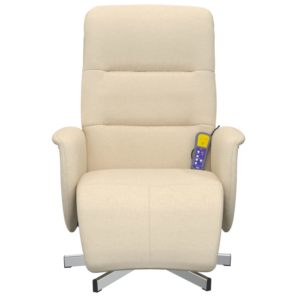 Fauteuil de massage avec repose-pieds en tissu crème