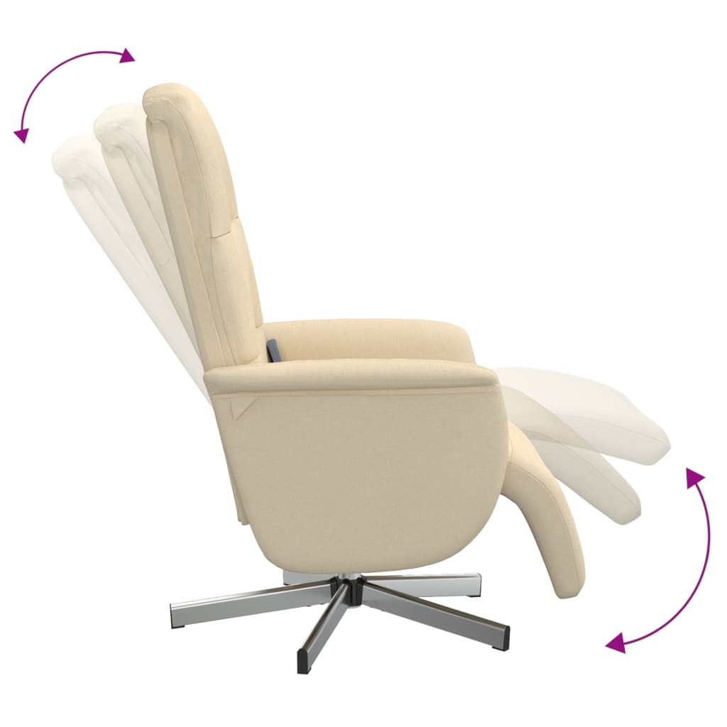 Fauteuil de massage avec repose-pieds en tissu crème