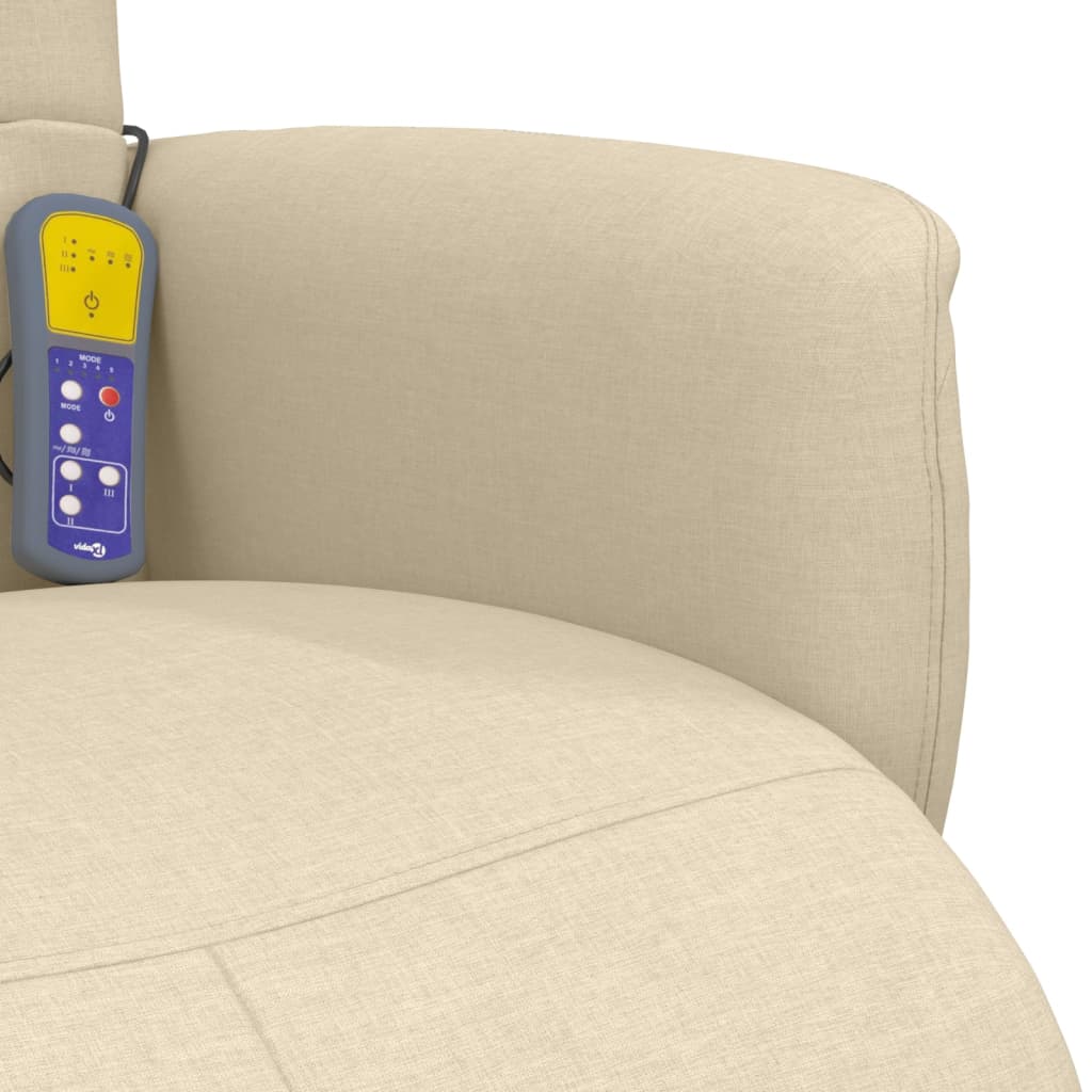 Fauteuil de massage avec repose-pieds en tissu crème
