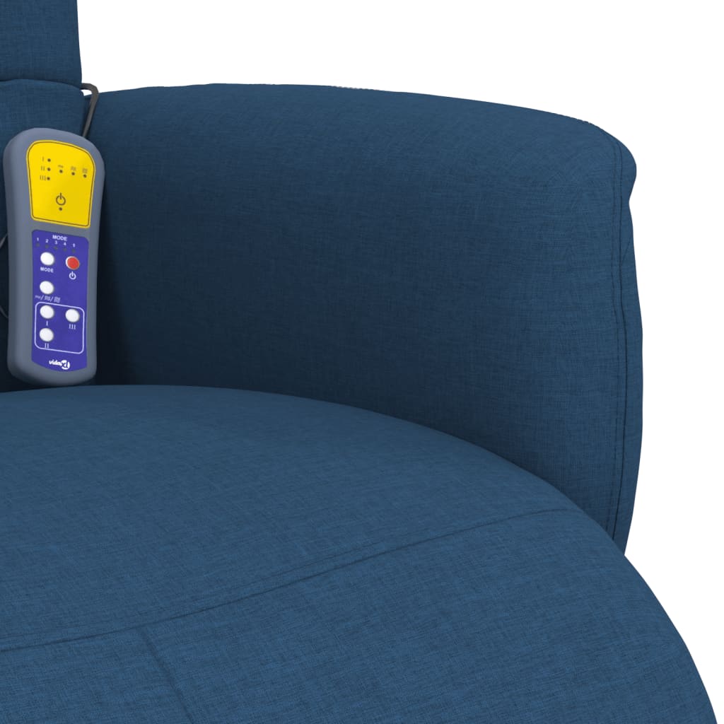 Fauteuil de massage avec repose-pieds en tissu bleu