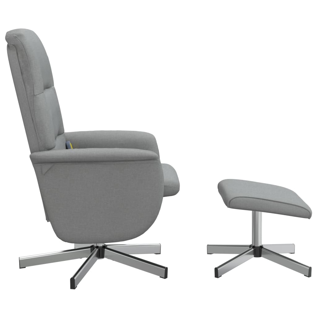 Fauteuil de massage avec repose-pieds tissu gris clair