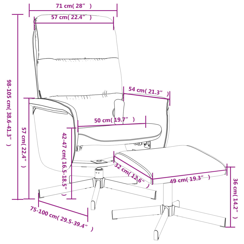 Fauteuil de massage avec repose-pieds tissu gris clair