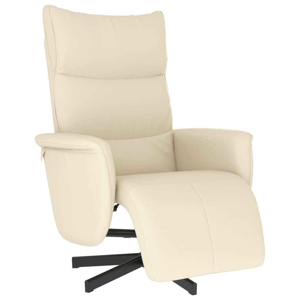 Fauteuil relax avec repose-pieds en cuir artificiel crème