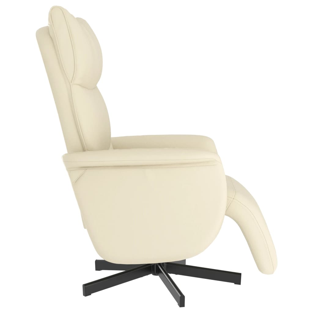 Fauteuil relax avec repose-pieds en cuir artificiel crème