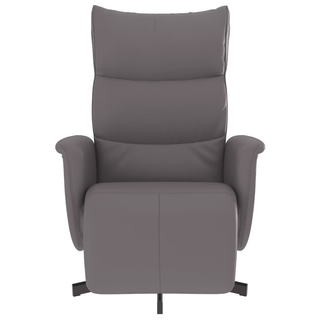 Fauteuil relax avec repose-pieds en similicuir gris