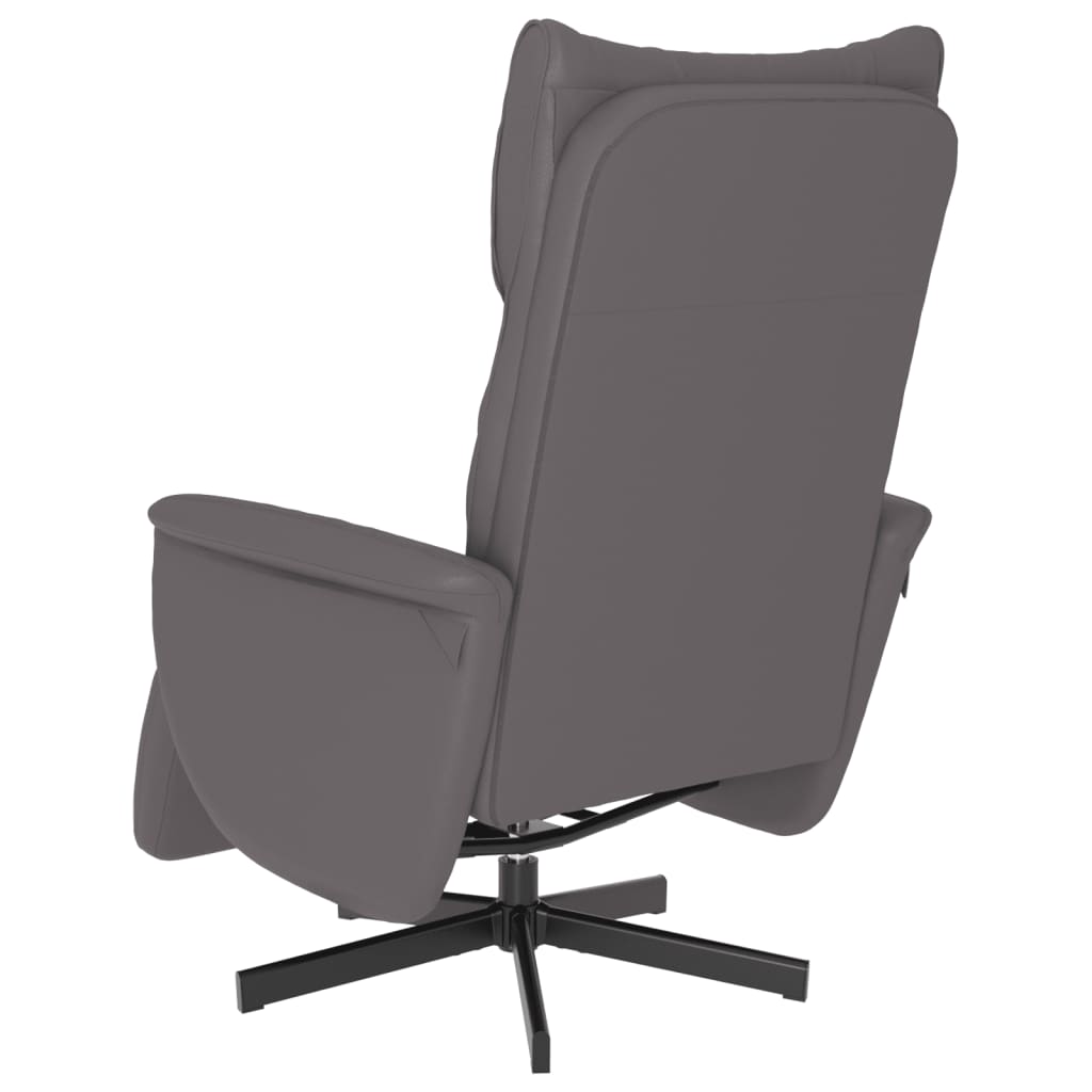 Fauteuil relax avec repose-pieds en similicuir gris