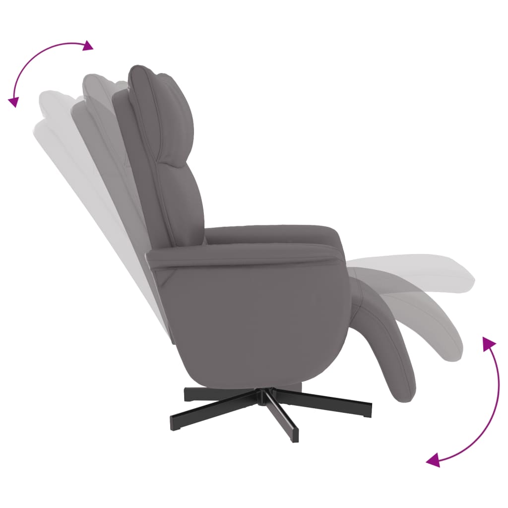 Fauteuil relax avec repose-pieds en similicuir gris