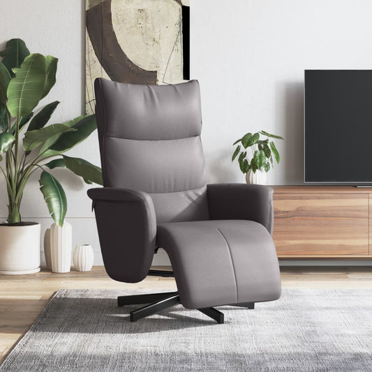 Fauteuil relax avec repose-pieds en similicuir gris