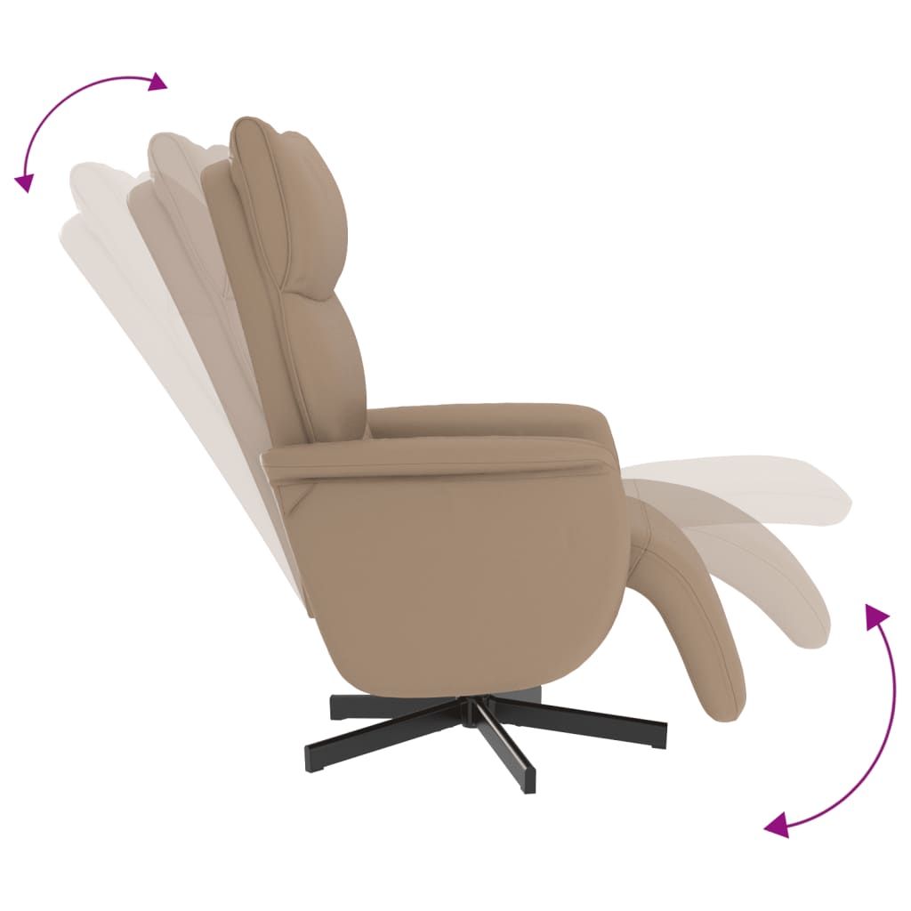 Fauteuil relax avec repose-pieds en cuir synthétique marron cappuccino