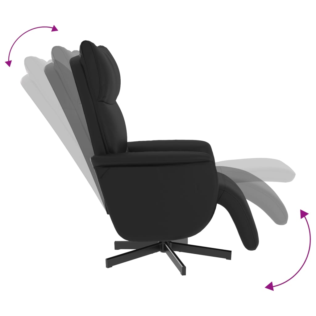 Fauteuil de relaxation avec repose-pieds simili cuir noir