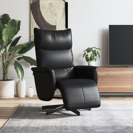 Fauteuil de relaxation avec repose-pieds simili cuir noir