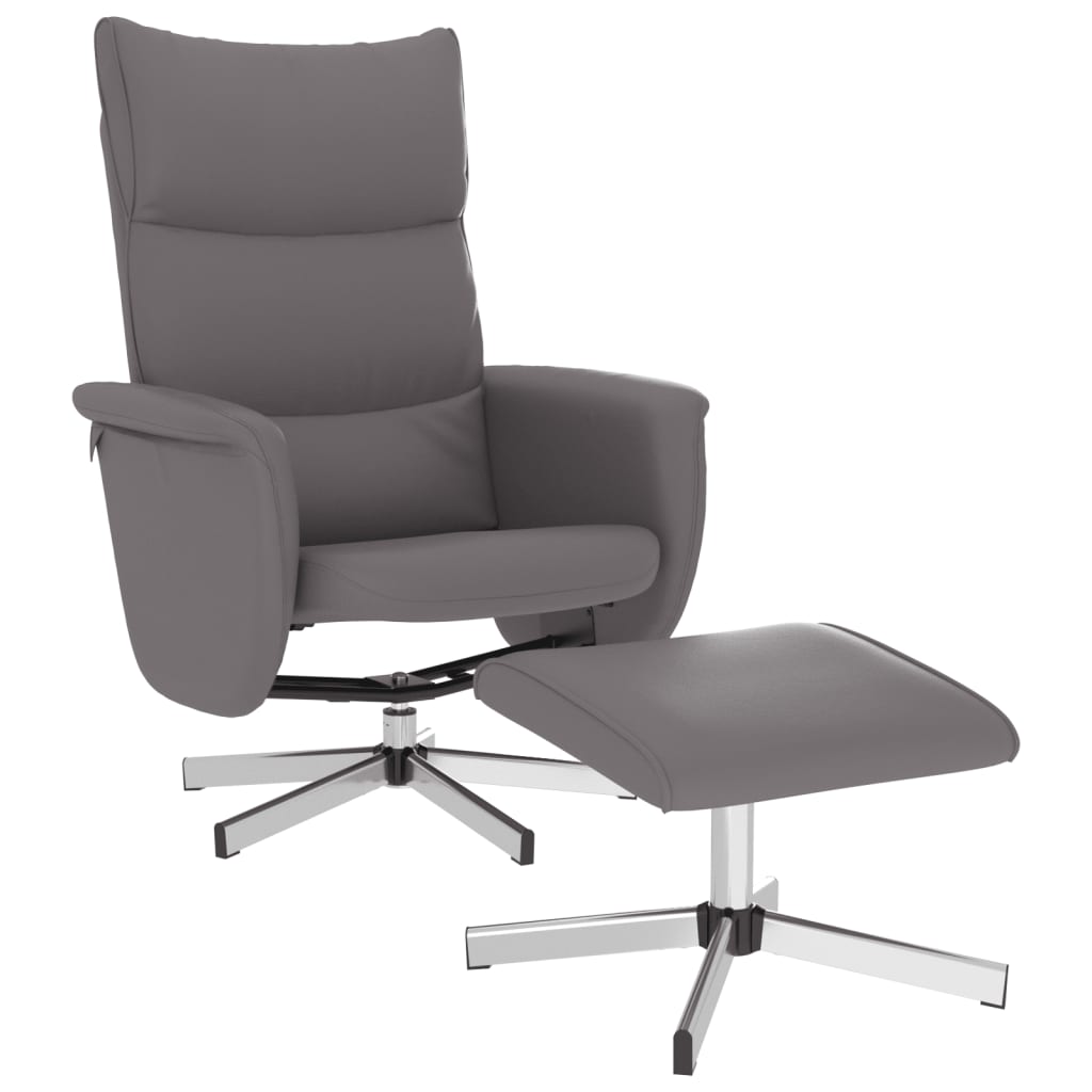 Fauteuil de relaxation avec repose-pieds simili cuir gris