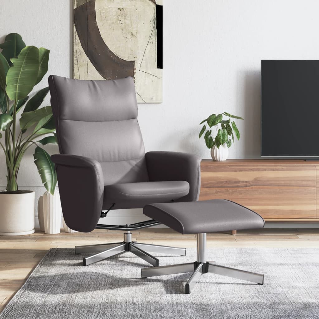 Fauteuil de relaxation avec repose-pieds simili cuir gris