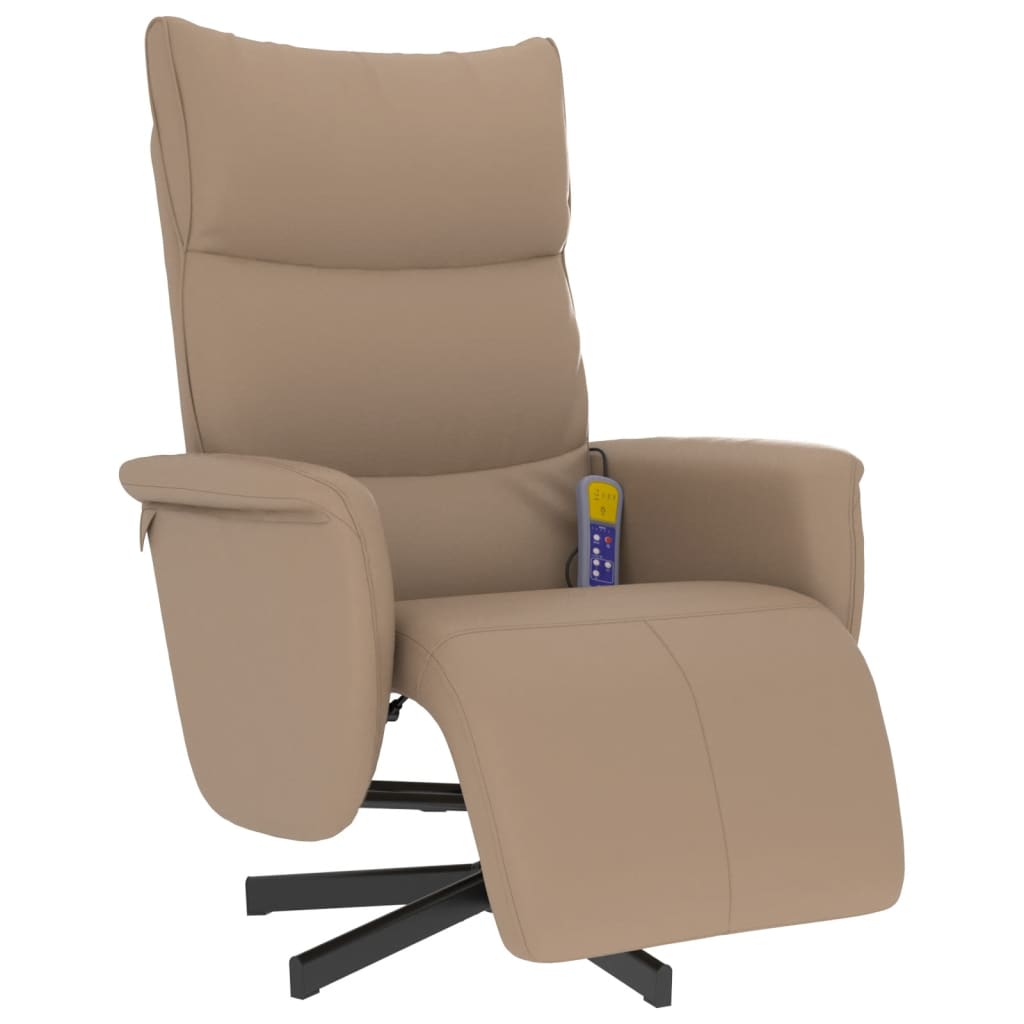 Fauteuil de massage avec repose-pieds simili cuir marron cappuccino