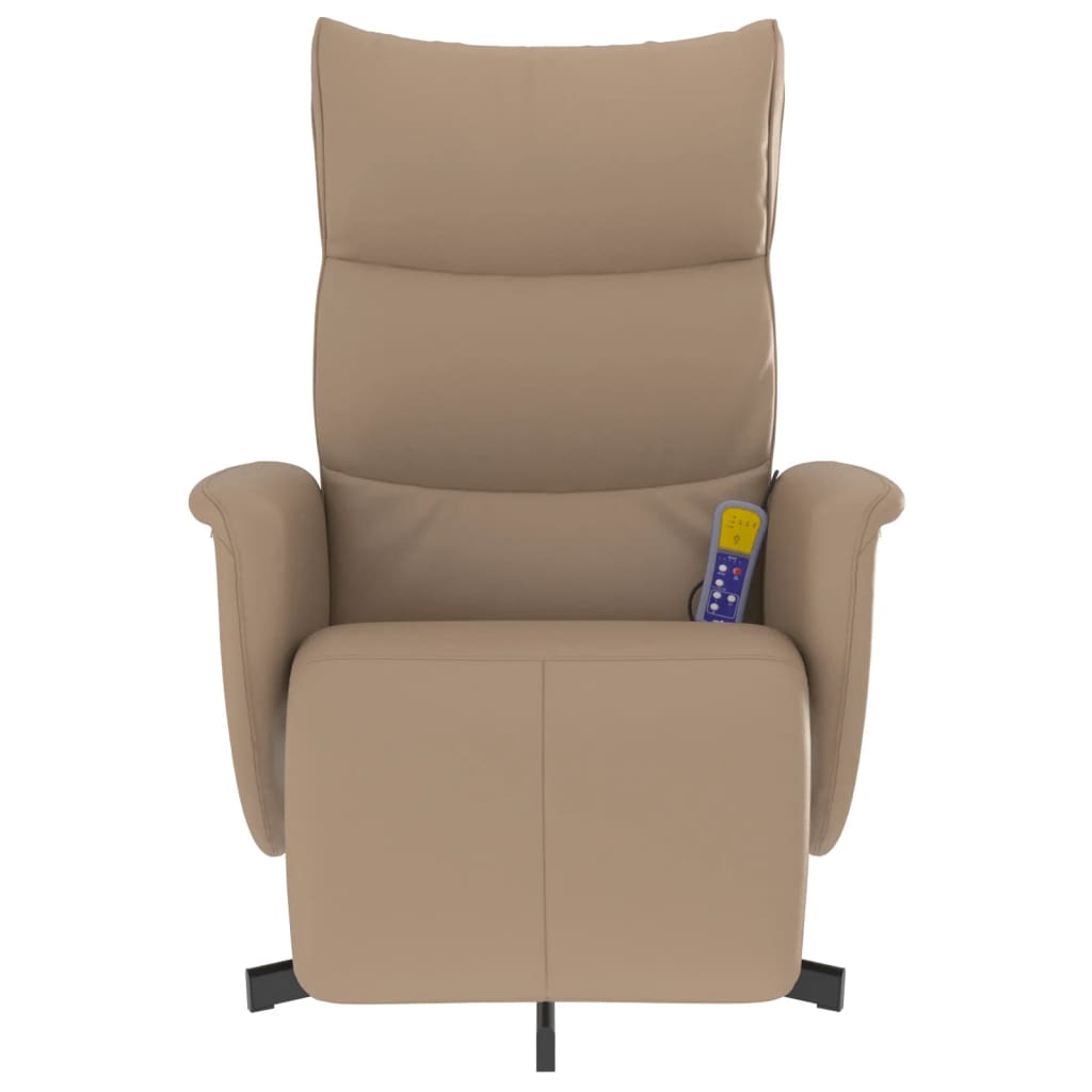 Fauteuil de massage avec repose-pieds simili cuir marron cappuccino