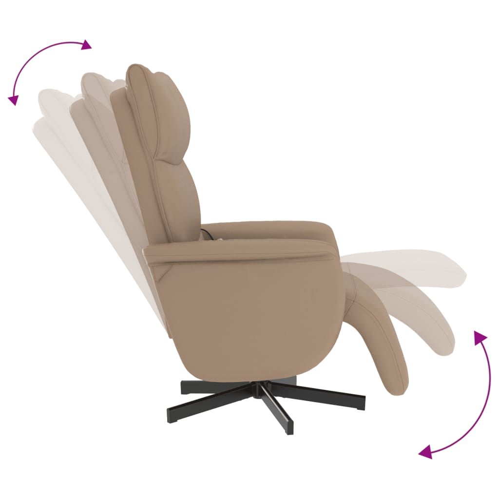 Fauteuil de massage avec repose-pieds simili cuir marron cappuccino