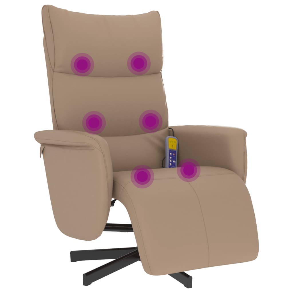 Fauteuil de massage avec repose-pieds simili cuir marron cappuccino