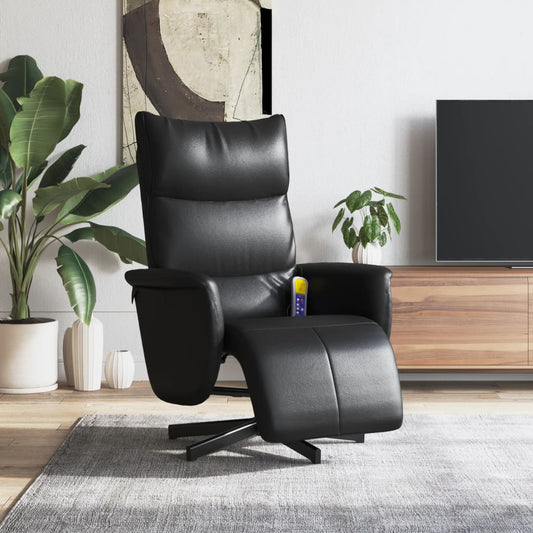 Fauteuil de massage avec repose-pieds simili cuir noir