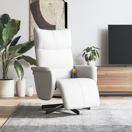 Fauteuil de massage avec repose-pieds en simili cuir blanc