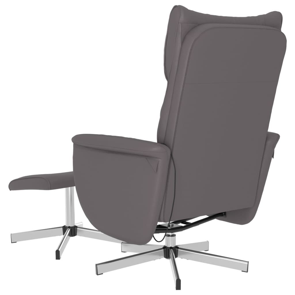 Fauteuil de massage avec repose-pieds simili cuir gris