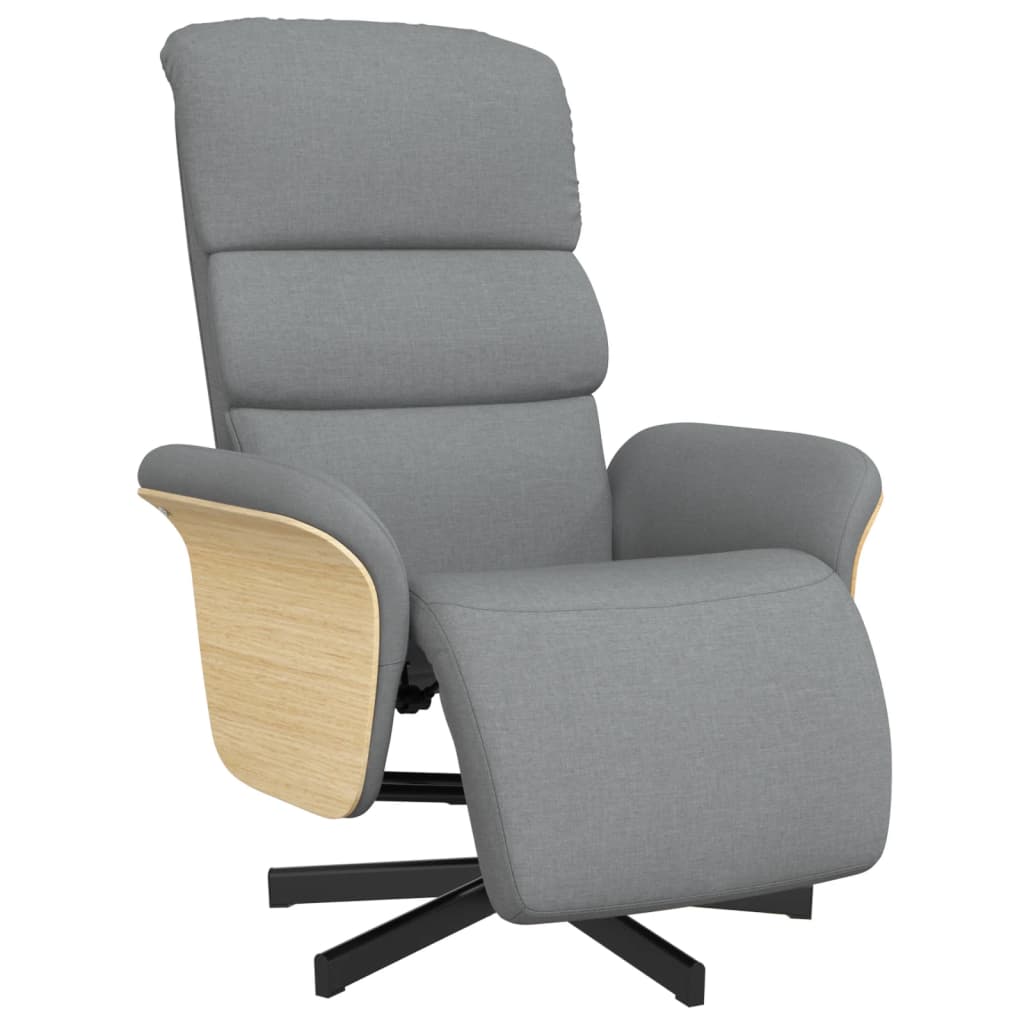 Fauteuil relax avec repose-pieds en tissu gris clair