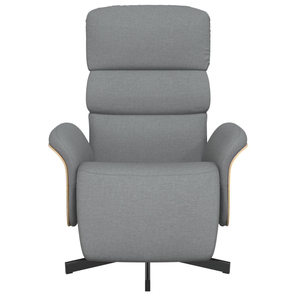 Fauteuil relax avec repose-pieds en tissu gris clair