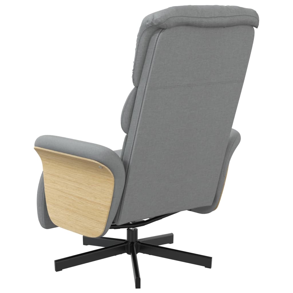 Fauteuil relax avec repose-pieds en tissu gris clair